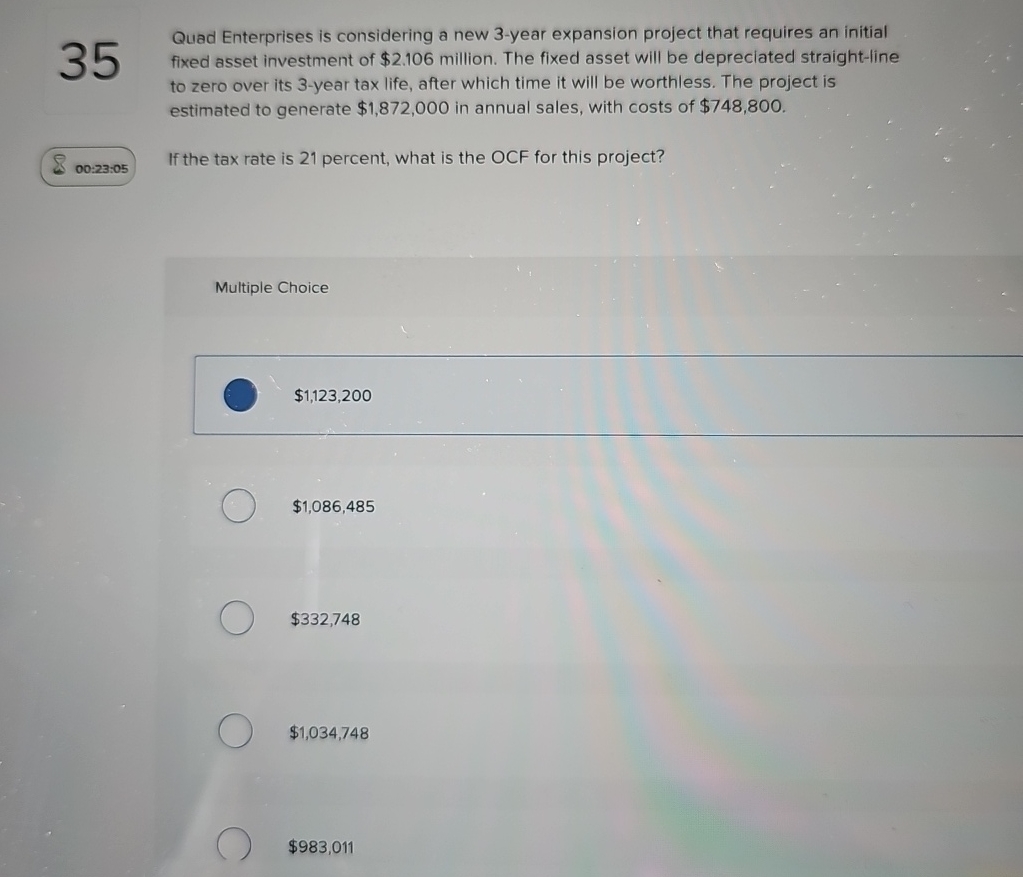  35 Quad Enterprises is considering a new 3-year expansion project that