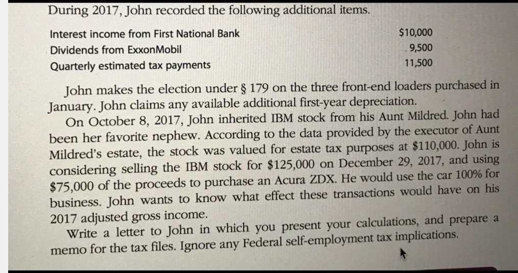 A, B, and C. Suggested software: H&R BLOCK Tax Software. 58. John