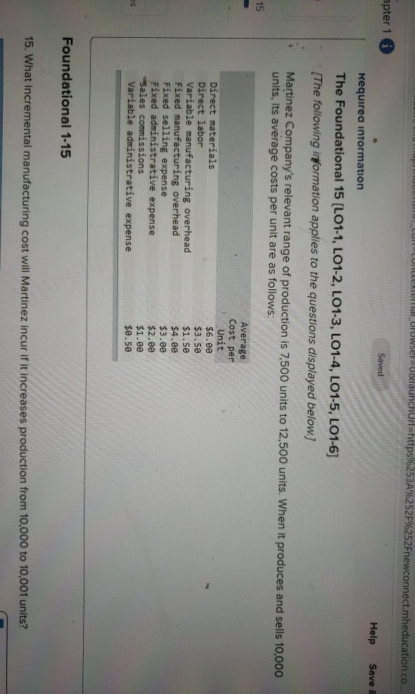 Meeld Drowser=U&launchUrl=https%253A9 252Fnewconnect.mheducation.co... apter 1 Saved Help Save & Requirea information