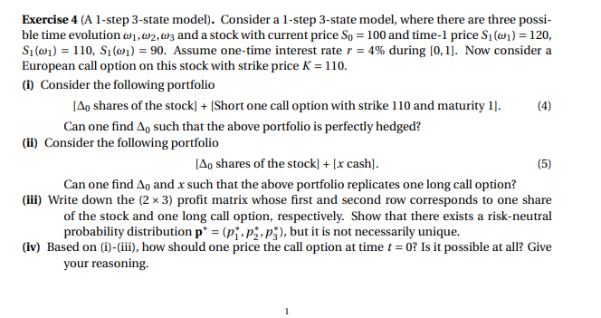  Exercise 4 (A 1-step 3-state model). Consider a 1-step 3-state model,