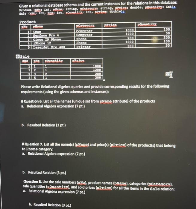  Given a relational database schema and the current instances for the