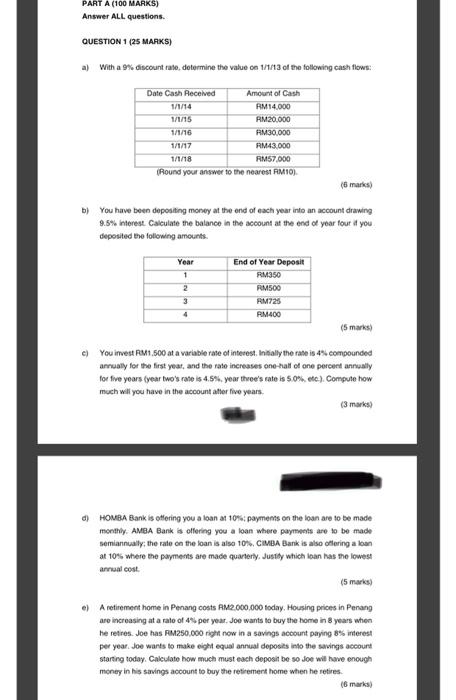  PART A (100 MARKS) Answer ALL questions. QUESTION 1 (25 MARKS)