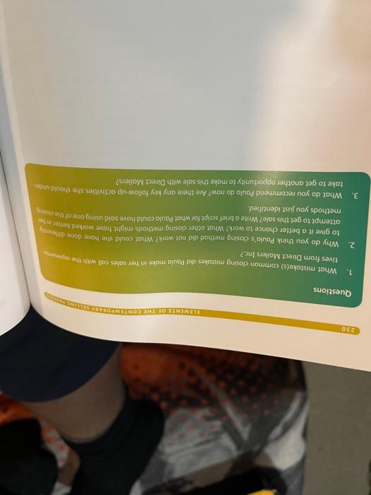 sale for ofter och in should come up with concern obiection after