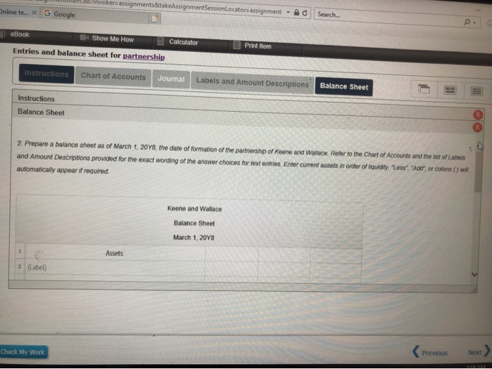 Instructions Chart of Accounts Journal Labels and Amount Descriptions Balance Sheet Instructions