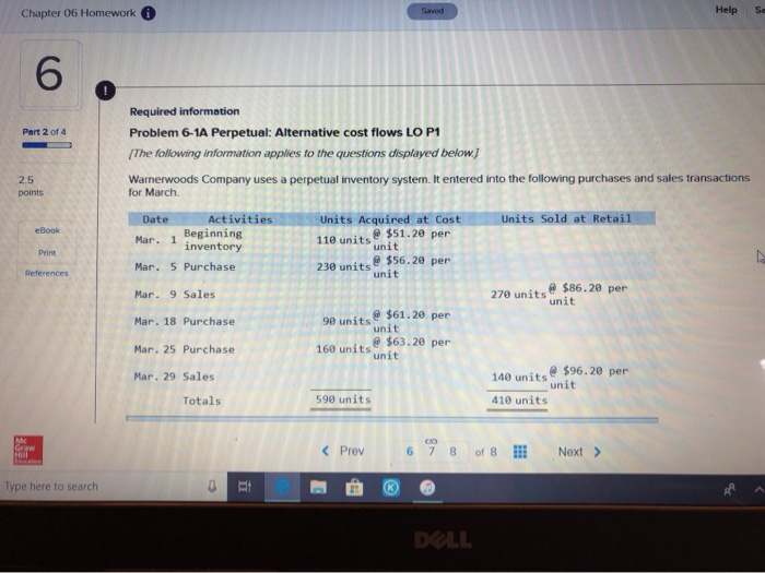  Help Sa Saved Chapter 06 Homework Required information Problem 6-1A Perpetual: