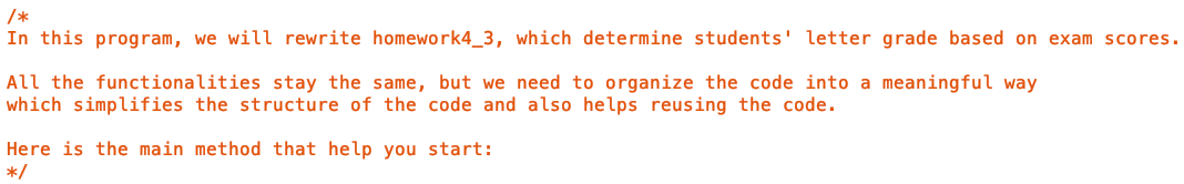  (Java) :) l* In this program, we will rewrite homework4_3, which