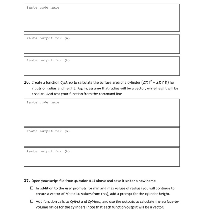 radius value, call each of the functions, and then output the values
