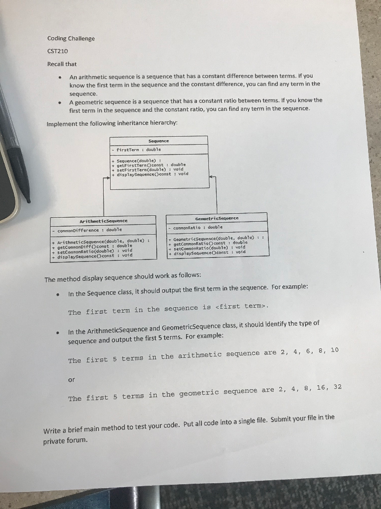 using c++ Coding Challenge CST210 Recall that An arithmetic sequence is a