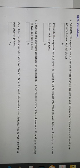 Distribution The market and Stock ) have the following probability distributions: Probability