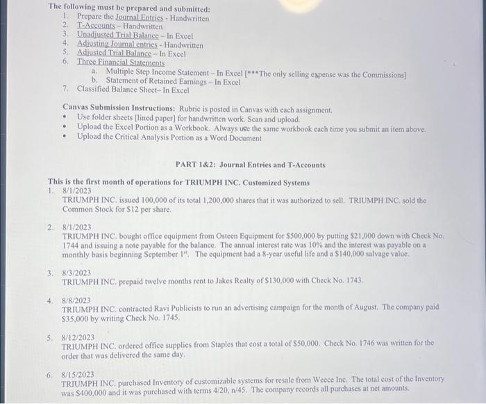 please solve all. Check # doesnt matter in this The following must