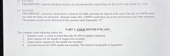 T-Accounts - Handwritten 3. Unadjusted Trial Balance - In Excel 4. Adiusting