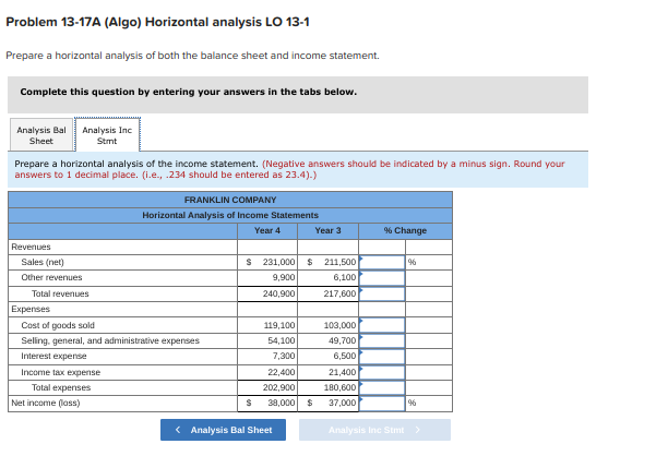 of both the balance sheet and income statement. Complete this question by
