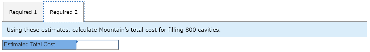 is filling cavities. Mountain has recorded the following for the past nine