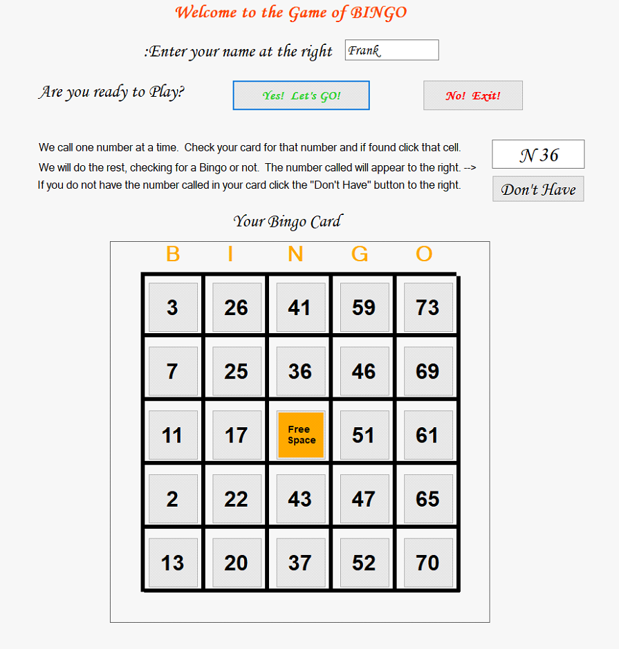 Help with BINGO C# Program in Visual Studio You will need four