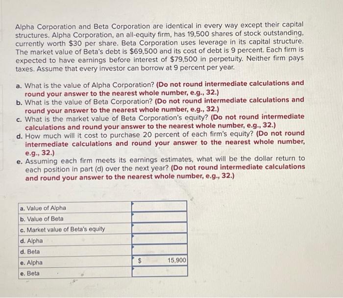  Please be right, the last person got it wrong! Alpha Corporation