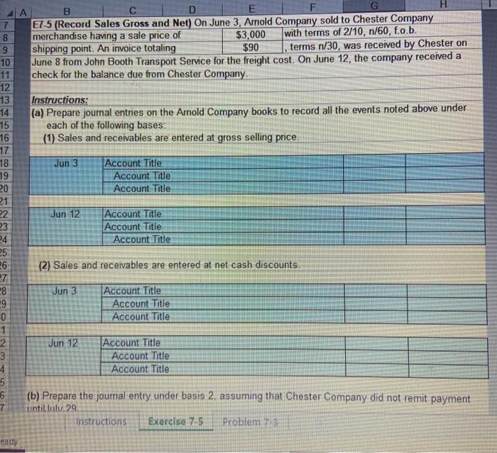  excercise 7-5 excercise 7-3 B D G H E7-5 (Record Sales