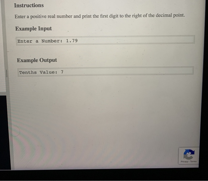Python question Instructions Enter a positive real number and print the first