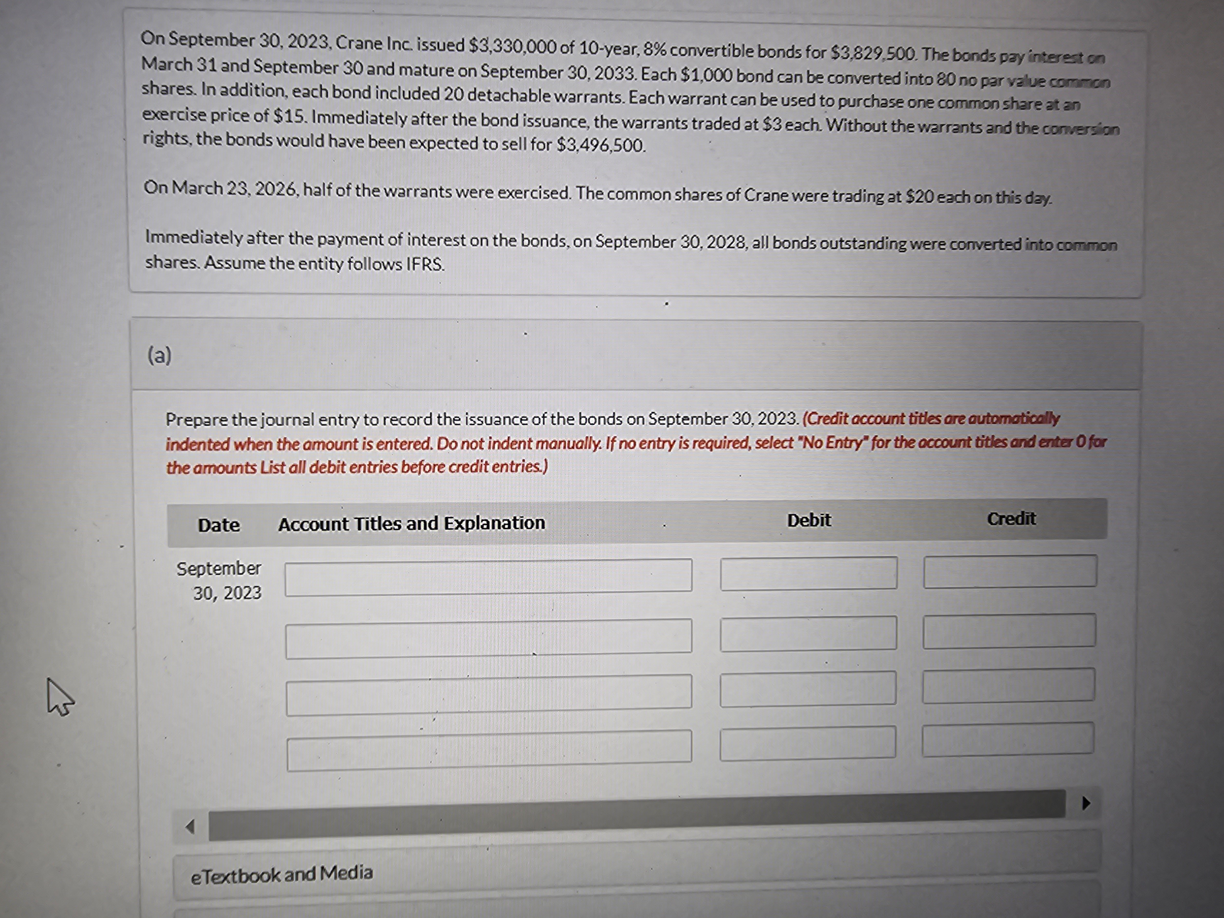  On September 30,2023, Crane Inc issued $3,330,000 of 10-year, 8% convertible