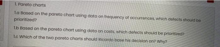  Pareto charts 1.a Based on the pareto chart using data on