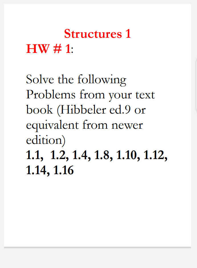  Possible solution to the duty is necessary necessary Structures 1 HW