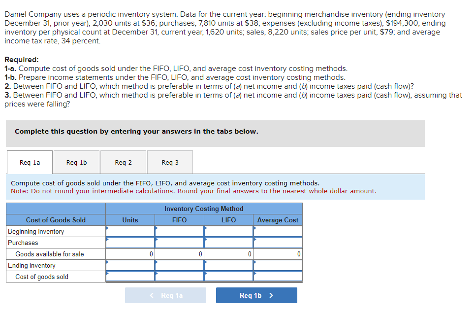 Daniel Company uses a periodic inventory system. Data for the current