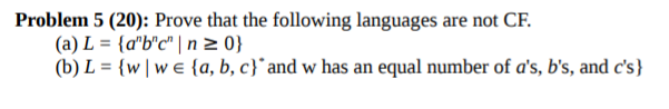 Automata Theory Homework - Problem 5 Problem 5 (20): Prove that the