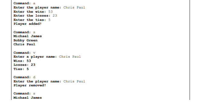 a player of a game. Note: Bold words are output while non-bold