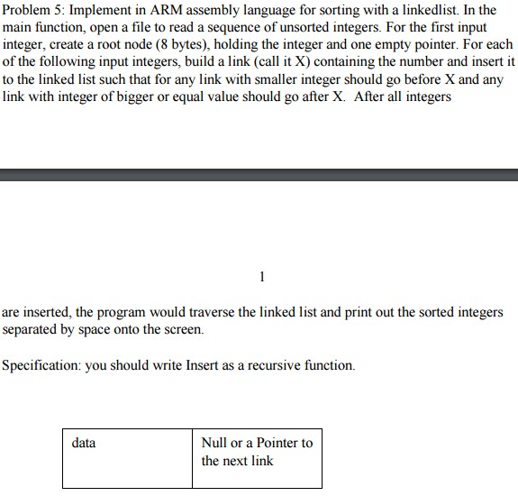  Problem 5: Implement in ARM assembly language for sorting with a