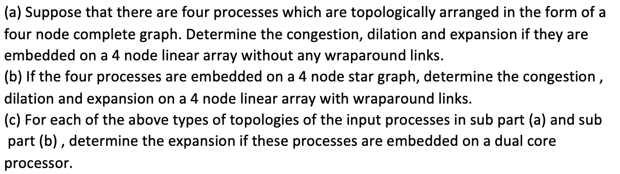  (a) Suppose that there are four processes which are topologically arranged