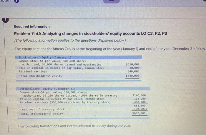 multi part, please help its due soon Required information Problem 11-4A Analyzing