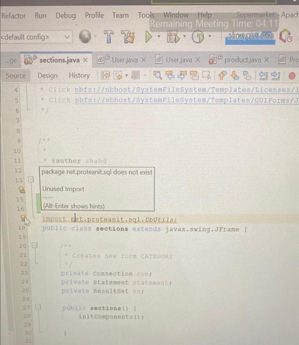 why is there an error ? Run Debug Profile Team Tools Window