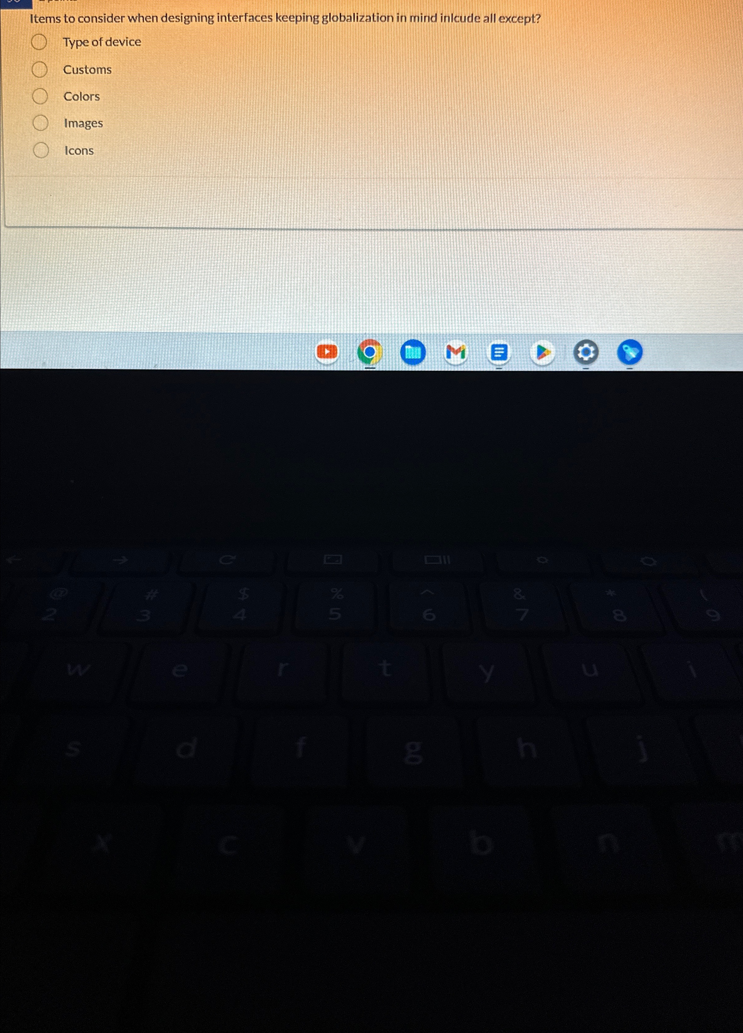  Items to consider when designing interfaces keeping globalization in mind inlcude