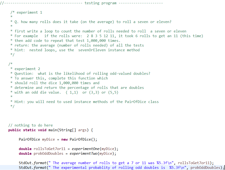 should be around 4.5 Probability of getting odd doubles should be close