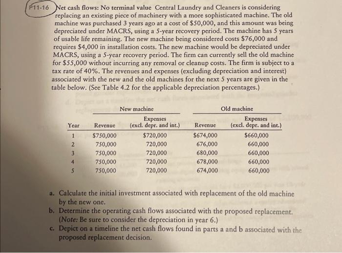 Please do subpart B. Thank you! 16 Net cash flows: No terminal