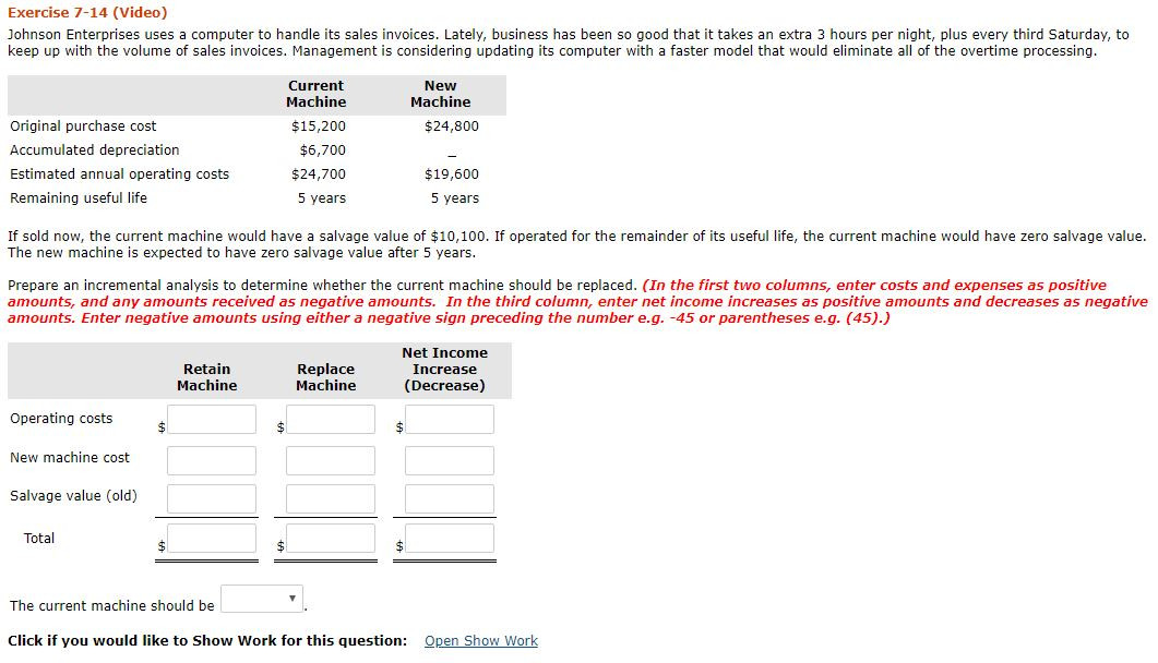  Exercise 7-14 (Video) Johnson Enterprises uses a computer to handle its