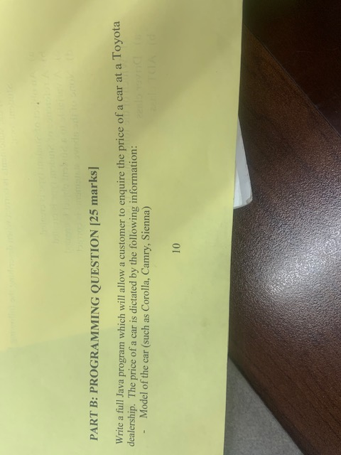  PART B: PROGRAMMING QUESTION [25 marks Write a full Java program