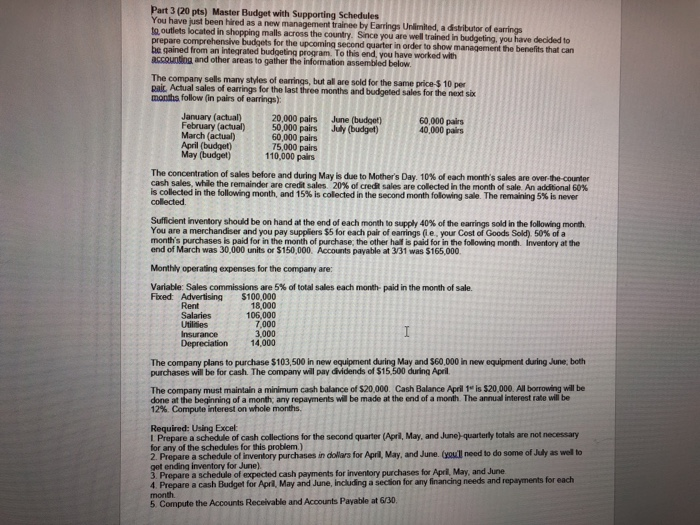 Managerial Accounting - Master Budget. Please Solve This. The second picture