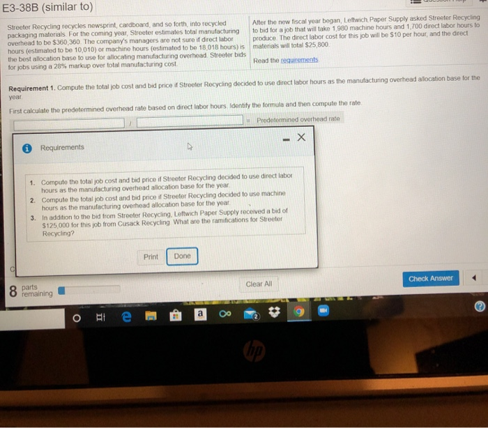 Question Help Streeter Recycling recycles newsprint, cardboard, and so forth, into recycled