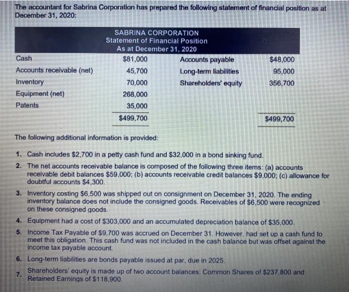 Use the information available to prepare a corrected classified statement of