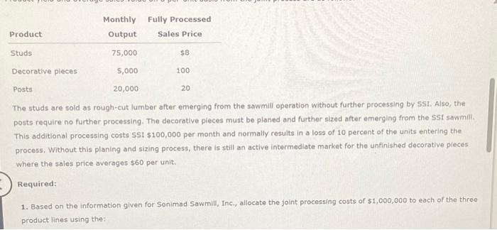 Decision Making Sonimad Sawmill, Inc. (SSI), purchases logs from independent timber contractors