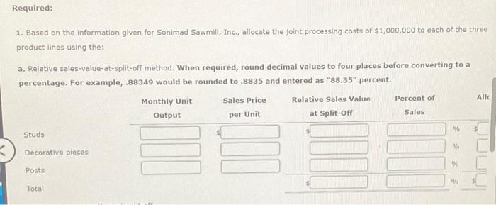 and processes them into the following three types of lumber products: 1.