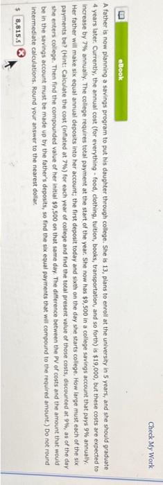  A father is now planning a savings program to put his