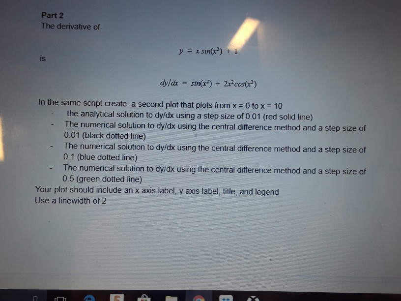 ward difference, and central difference for the following x and y data