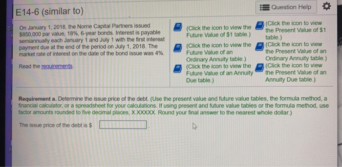  a financial calculator needs to be used Question Help E14-6 (similar
