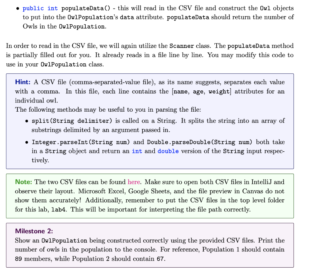 to model a population of owls. So far in class, you've probably