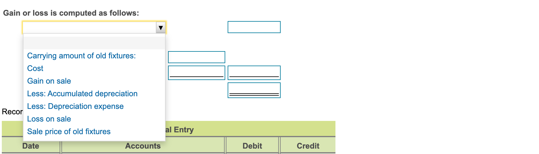 cash, expecting the fixtures to remain in service five years. The restaurant