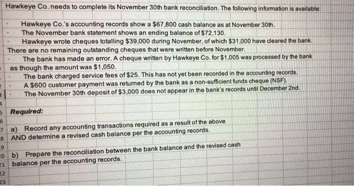 please help me answer the question Hawkeye Co. needs to complete its