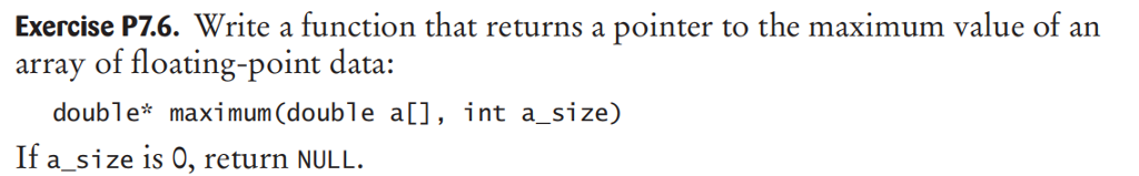  Write a function that returns a pointer to t he maximum