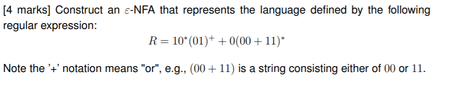  [4 marks] Construct an a-NFA that represents the language defined by