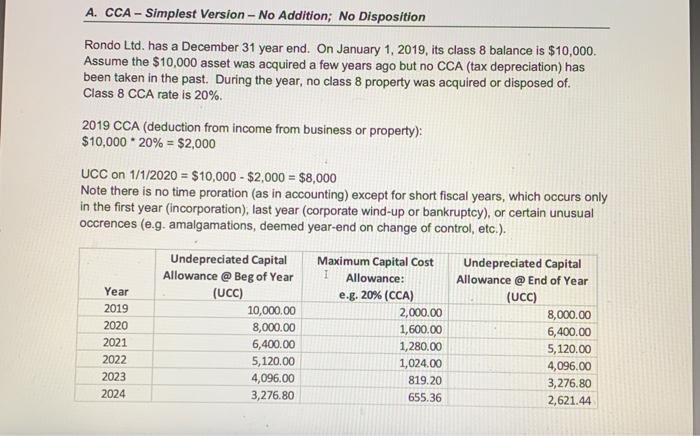  A. CCA - Simplest Version - No Addition; No Disposition Rondo